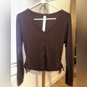 Lululemon Athletica Chocolate Button-Up Blouse